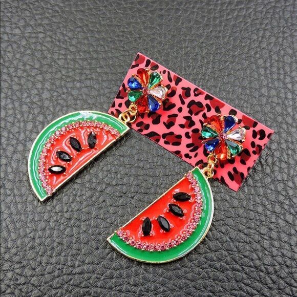 Betsey Johnson Jewelry - 🍉 Betsey Johnson drop dangle crystal watermelon earrings 🍉